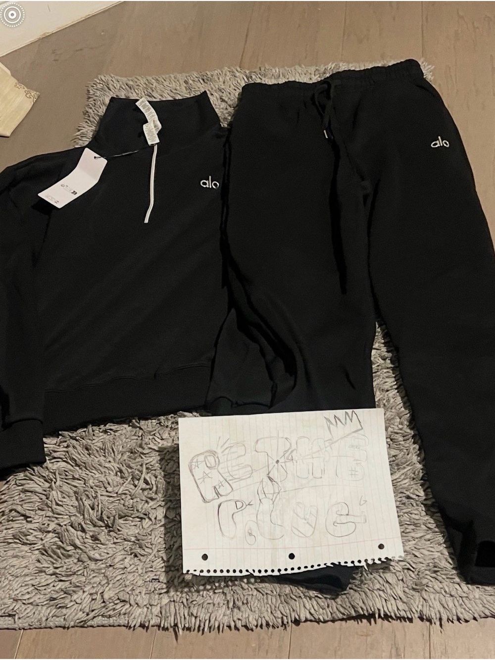 ALO Yoga Black Men's Jogger Sweatpants and Pullover Set